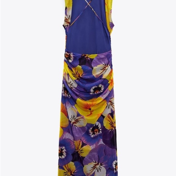 ZARA OPEN BACK PRINTED TULLE DRES - Picture 10 of 11
